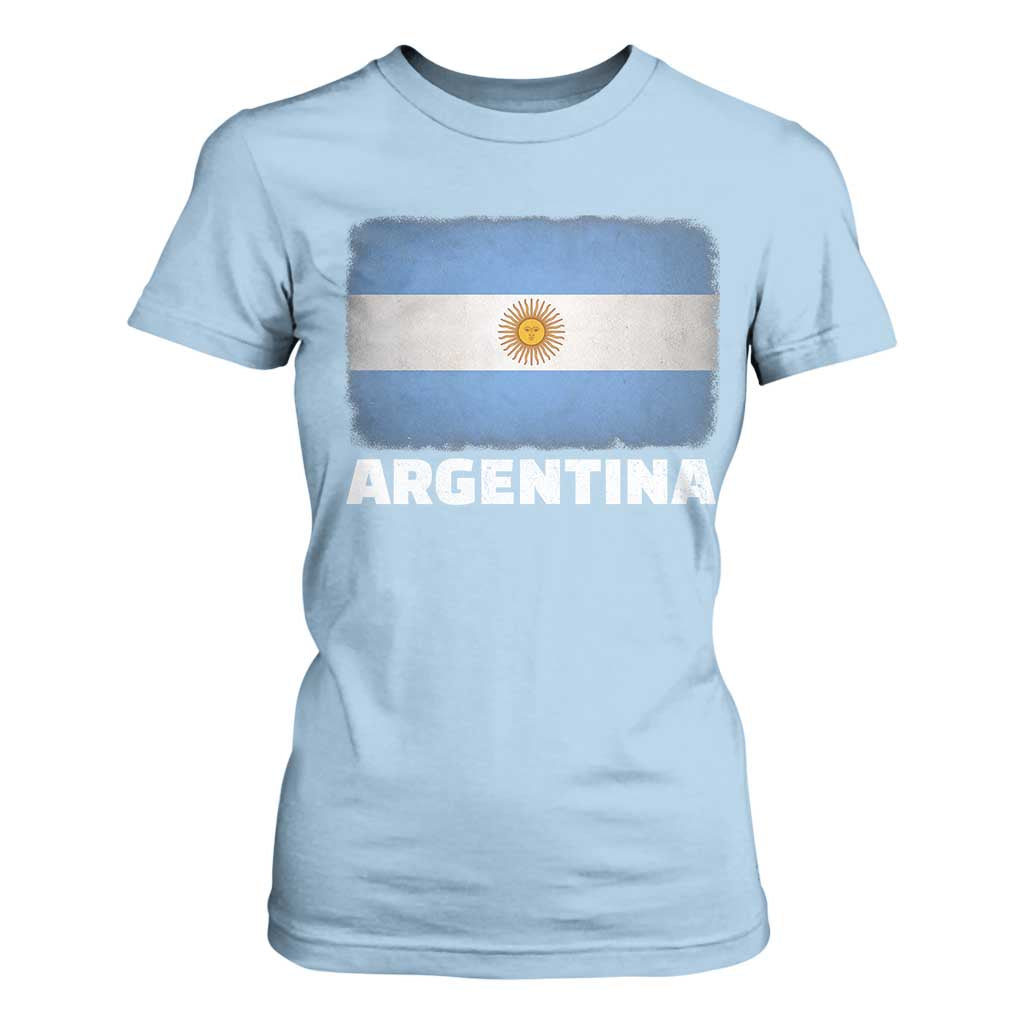 Vintage Argentina Flag Sun of May Argentinian Souvenir T Shirt For Women