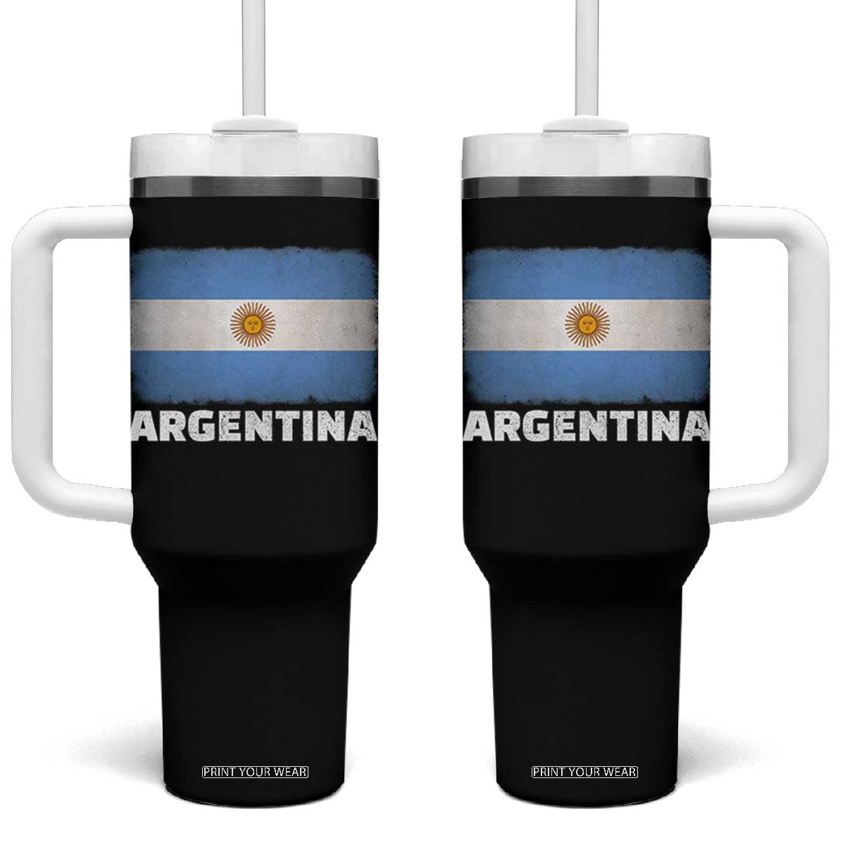 Vintage Argentina Flag Sun of May Argentinian Souvenir Tumbler With Handle