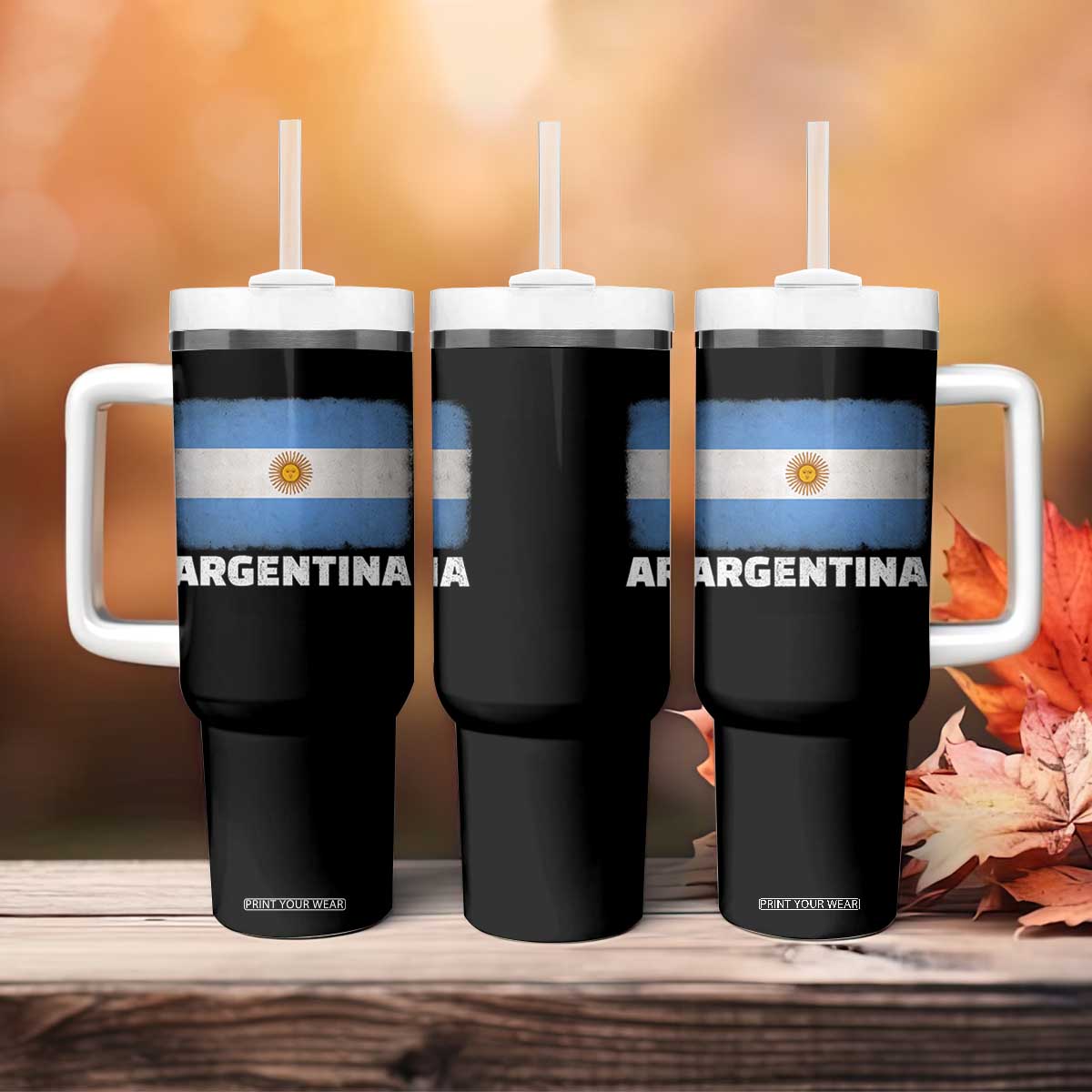 Vintage Argentina Flag Sun of May Argentinian Souvenir Tumbler With Handle