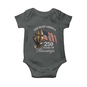 God Bless America 250 Years Of Blessings Baby Onesie US 250th Anniversary Bald Eagle American Flag