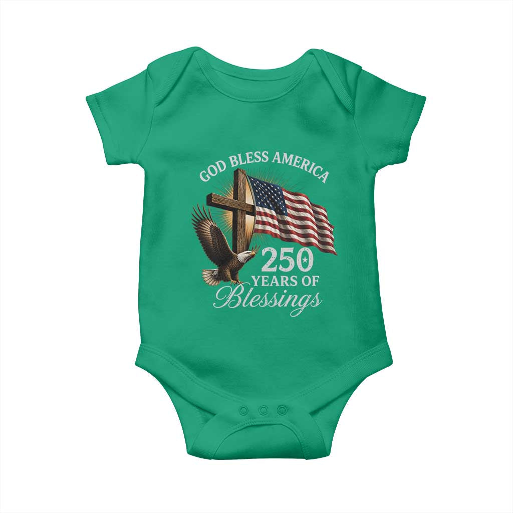 God Bless America 250 Years Of Blessings Baby Onesie US 250th Anniversary Bald Eagle American Flag