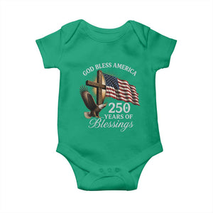 God Bless America 250 Years Of Blessings Baby Onesie US 250th Anniversary Bald Eagle American Flag