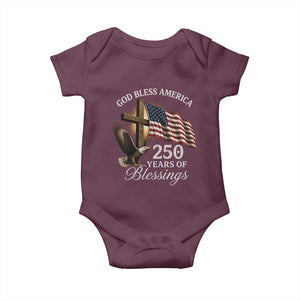 God Bless America 250 Years Of Blessings Baby Onesie US 250th Anniversary Bald Eagle American Flag