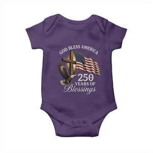 God Bless America 250 Years Of Blessings Baby Onesie US 250th Anniversary Bald Eagle American Flag