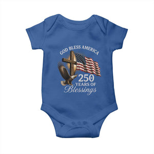 God Bless America 250 Years Of Blessings Baby Onesie US 250th Anniversary Bald Eagle American Flag