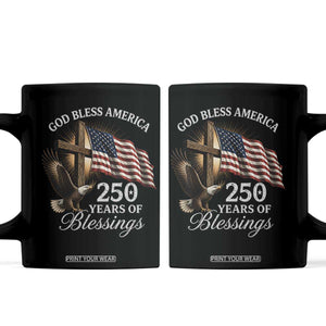 God Bless America 250 Years Of Blessings Coffee Mug US 250th Anniversary Bald Eagle American Flag