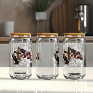 God Bless America 250 Years Of Blessings Glass Can US 250th Anniversary Bald Eagle American Flag