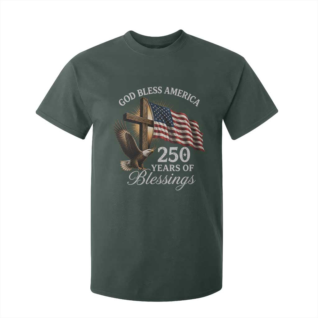God Bless America 250 Years Of Blessings T Shirt For Kid US 250th Anniversary Bald Eagle American Flag
