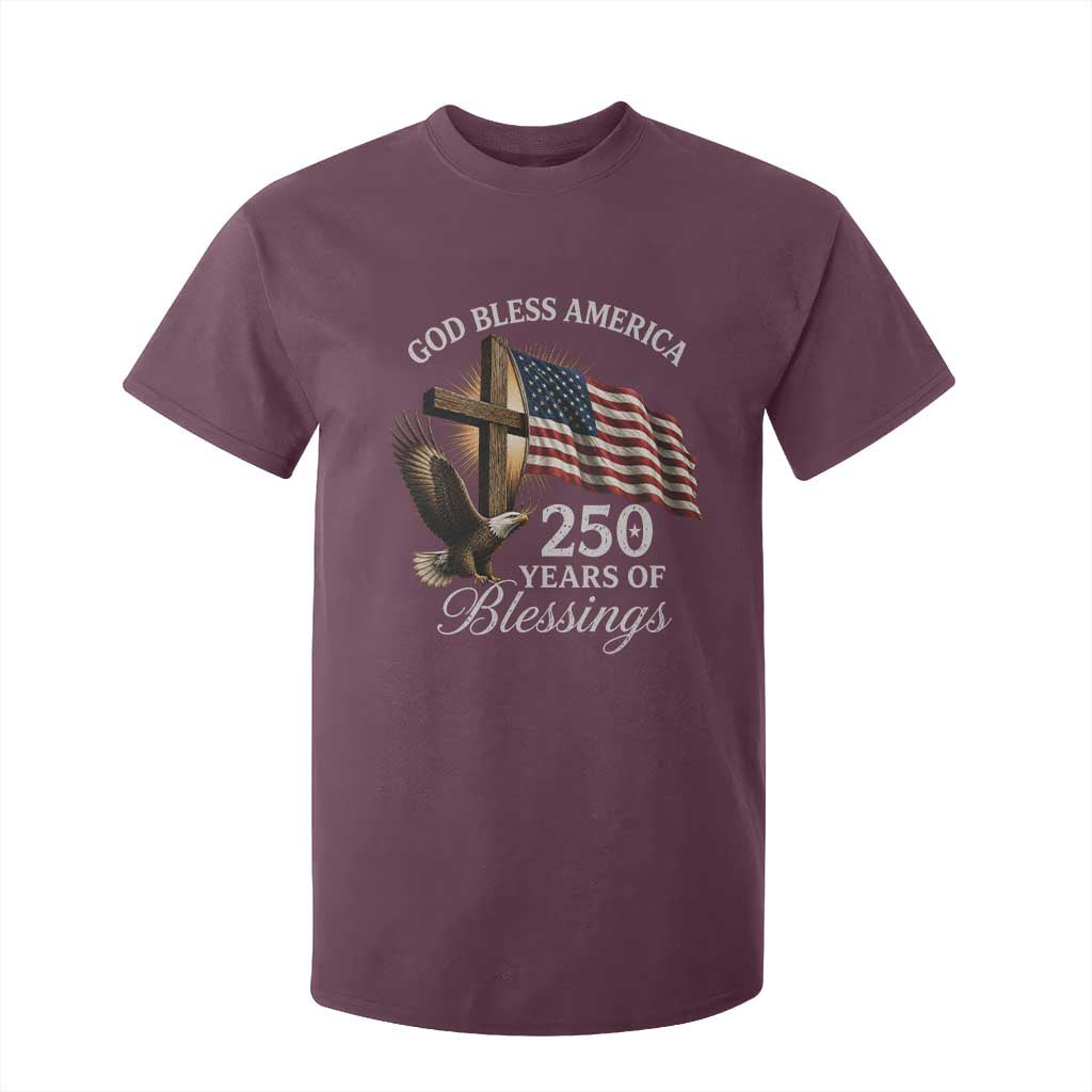 God Bless America 250 Years Of Blessings T Shirt For Kid US 250th Anniversary Bald Eagle American Flag