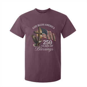 God Bless America 250 Years Of Blessings T Shirt For Kid US 250th Anniversary Bald Eagle American Flag