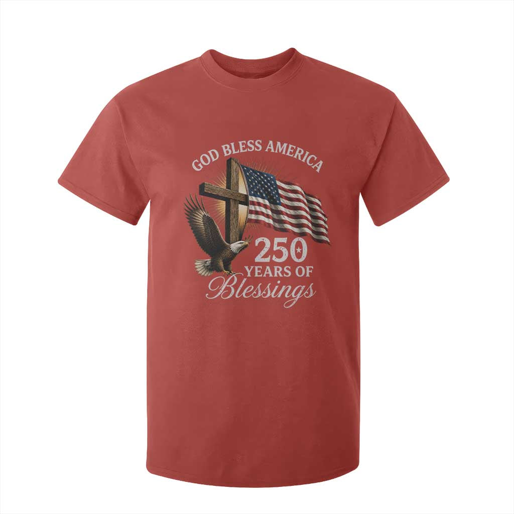 God Bless America 250 Years Of Blessings T Shirt For Kid US 250th Anniversary Bald Eagle American Flag