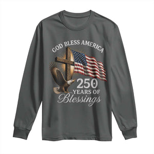 God Bless America 250 Years Of Blessings Long Sleeve Shirt US 250th Anniversary Bald Eagle American Flag