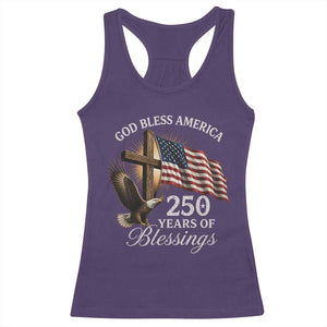 God Bless America 250 Years Of Blessings Racerback Tank Top US 250th Anniversary Bald Eagle American Flag