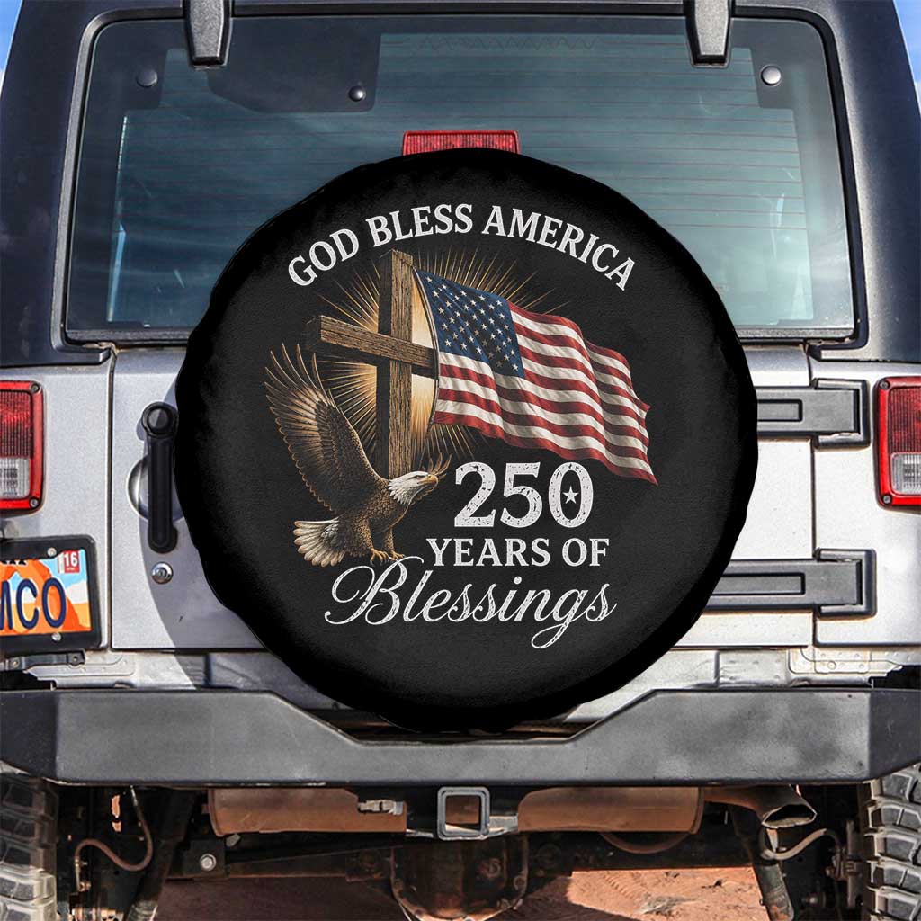 God Bless America 250 Years Of Blessings Spare Tire Cover US 250th Anniversary Bald Eagle American Flag