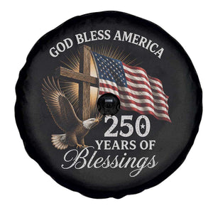 God Bless America 250 Years Of Blessings Spare Tire Cover US 250th Anniversary Bald Eagle American Flag