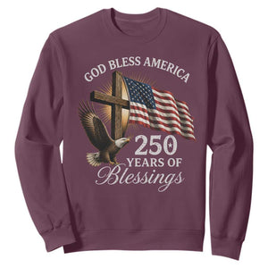 God Bless America 250 Years Of Blessings Sweatshirt US 250th Anniversary Bald Eagle American Flag