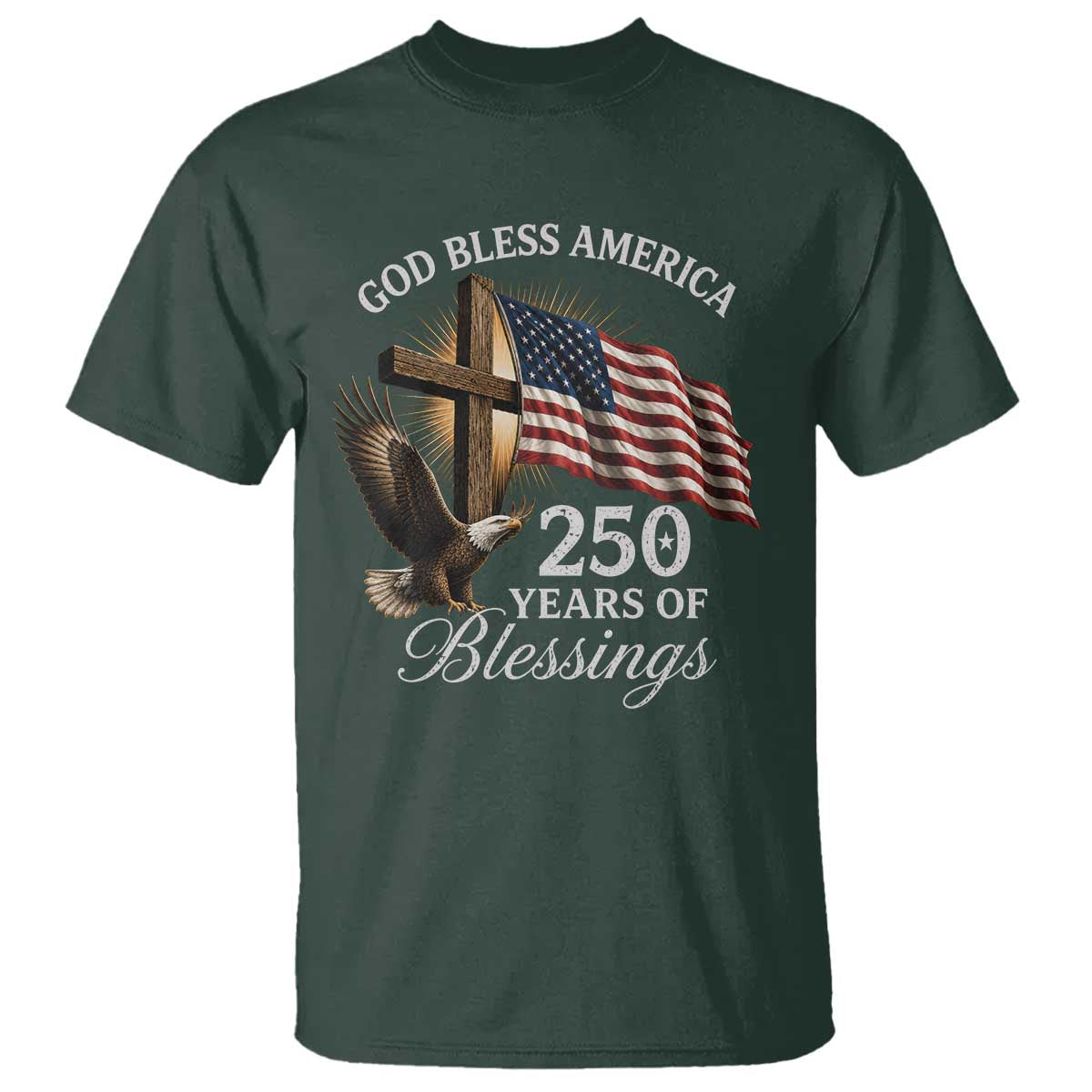 God Bless America 250 Years Of Blessings T Shirt US 250th Anniversary Bald Eagle American Flag