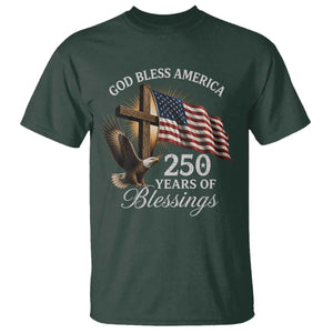 God Bless America 250 Years Of Blessings T Shirt US 250th Anniversary Bald Eagle American Flag