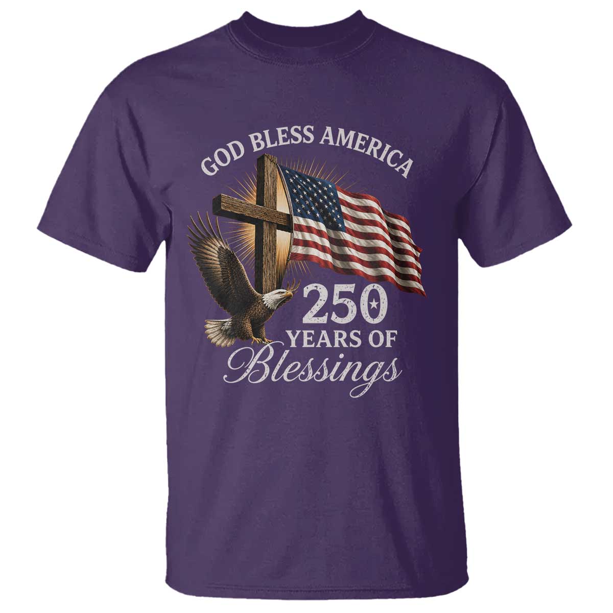 God Bless America 250 Years Of Blessings T Shirt US 250th Anniversary Bald Eagle American Flag