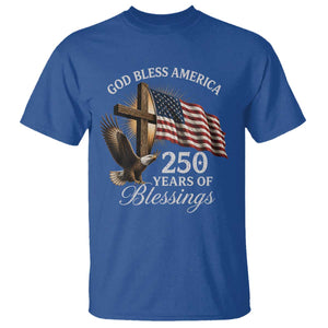 God Bless America 250 Years Of Blessings T Shirt US 250th Anniversary Bald Eagle American Flag