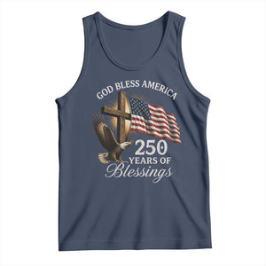 God Bless America 250 Years Of Blessings Tank Top US 250th Anniversary Bald Eagle American Flag
