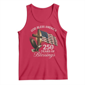 God Bless America 250 Years Of Blessings Tank Top US 250th Anniversary Bald Eagle American Flag