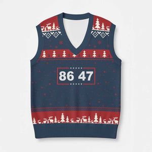 Vintage 8647 V-Neck Knit Sweater Vest US Political FDT Stars And Stripes