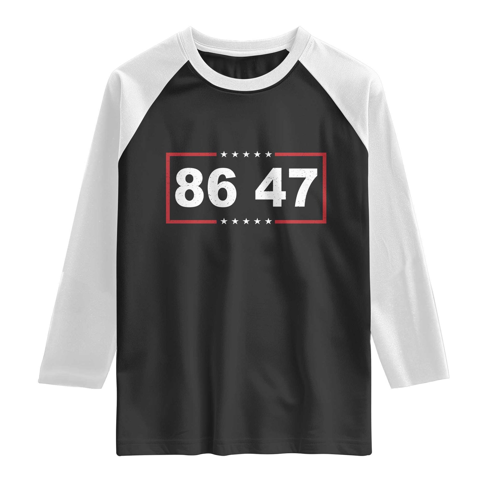 Vintage 8647 Raglan Shirt US Political FDT Stars And Stripes TS11 Black White Print Your Wear