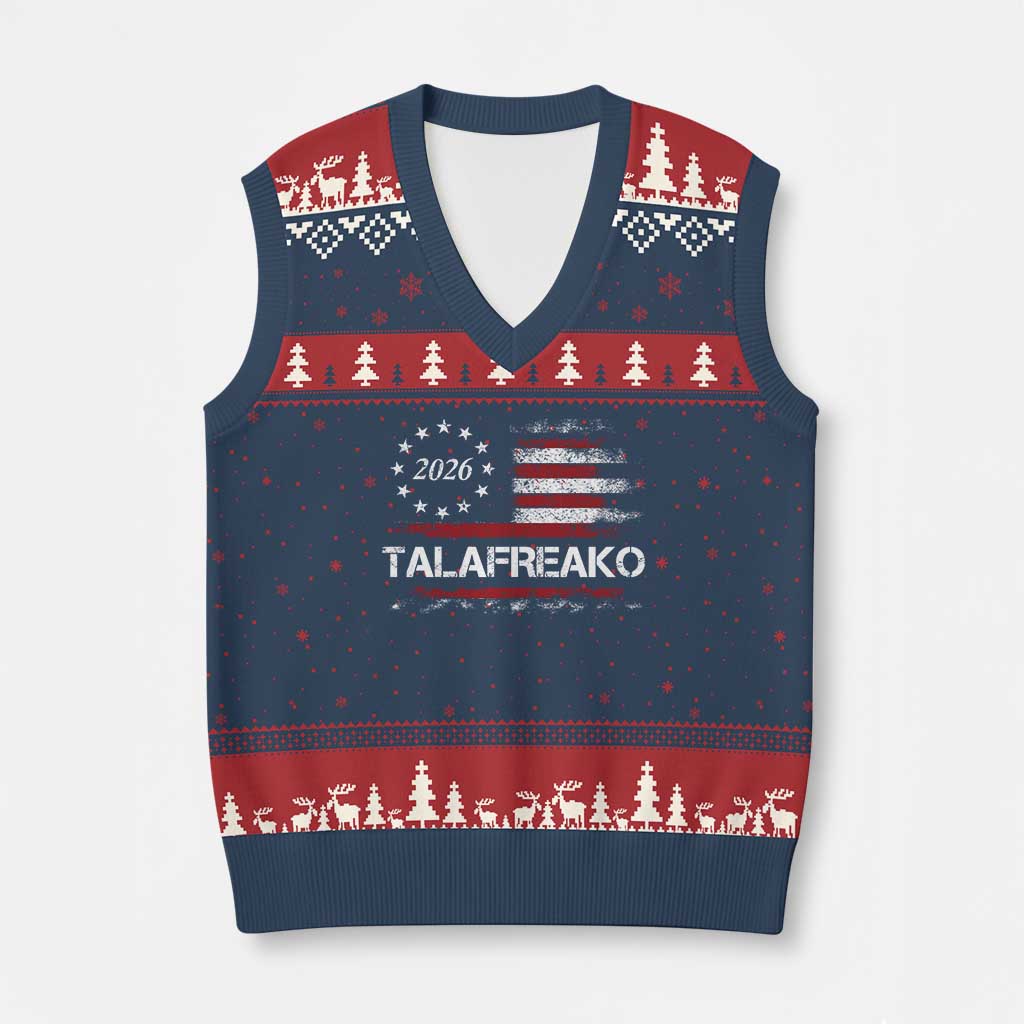 Talafreako James Talarico 2026 V-Neck Knit Sweater Vest US Senate Texas Vintage American Flag TS11 Navy Red Print Your Wear