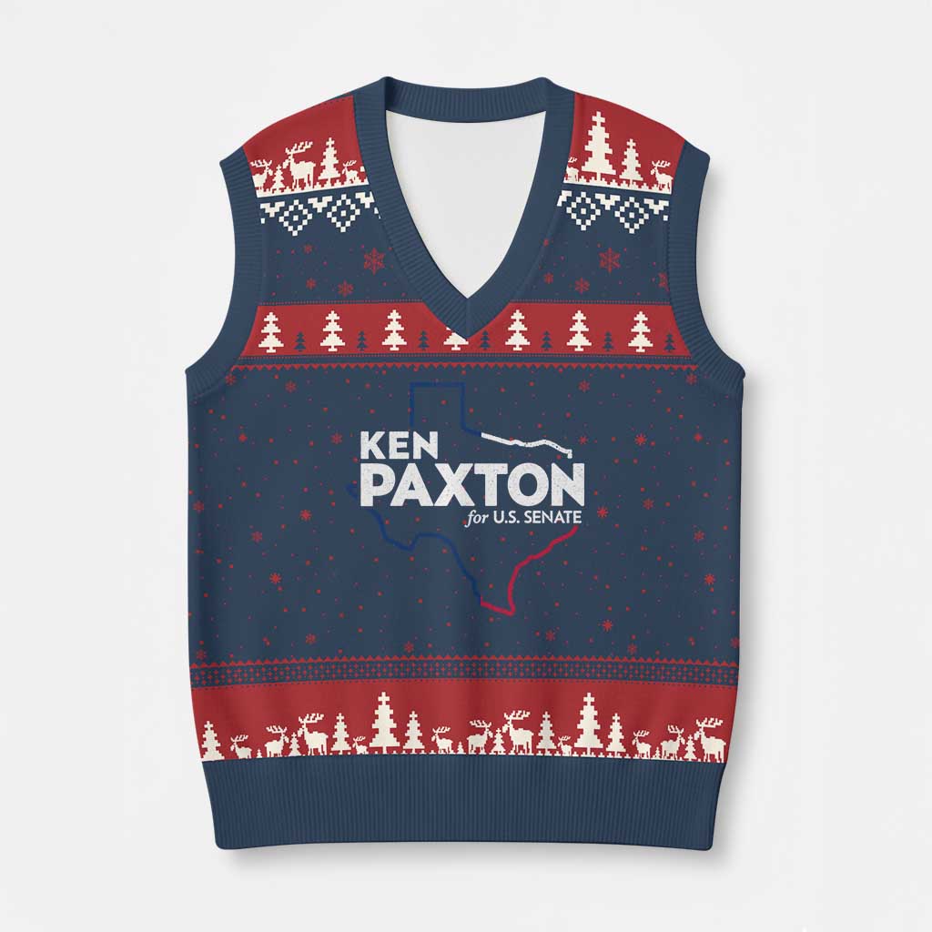 Ken Paxton for US Senate V-Neck Knit Sweater Vest Texas Senate Race 2026 TS11 Navy Red Print Your Wear