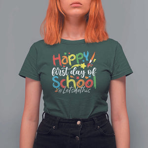 Happy First Day Of School T Shirt For Women Artists Brushes Art Class TS11 Dark Forest Green Print Your Wear