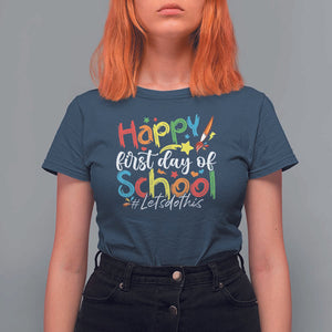 Happy First Day Of School T Shirt For Women Artists Brushes Art Class TS11 Navy Print Your Wear