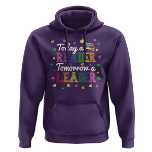 Literature Book Reading Hoodie Today A Reader Tomorrow A Leader TS11 Purple Print Your Wear
