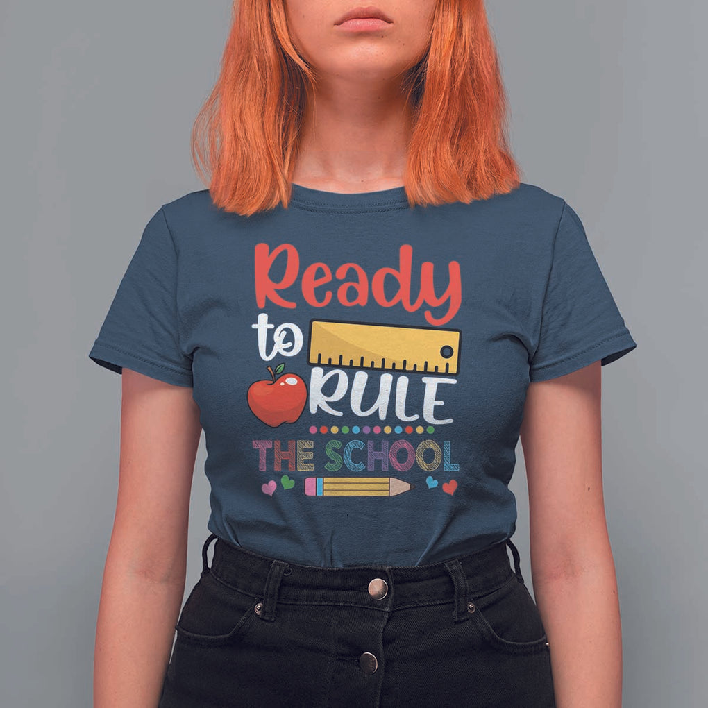 Ready To Rule The School T Shirt For Women First Day Of School Ruler TS11 Navy Print Your Wear