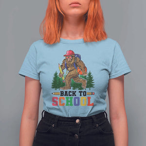 Funny Back To School Bigfoot T Shirt For Women Backpack Pencil Basketball TS11 Light Blue Print Your Wear