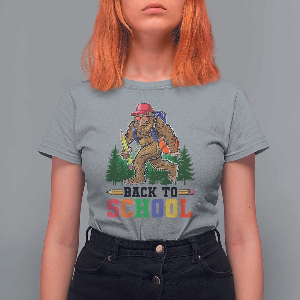 Funny Back To School Bigfoot T Shirt For Women Backpack Pencil Basketball TS11 Sport Gray Print Your Wear