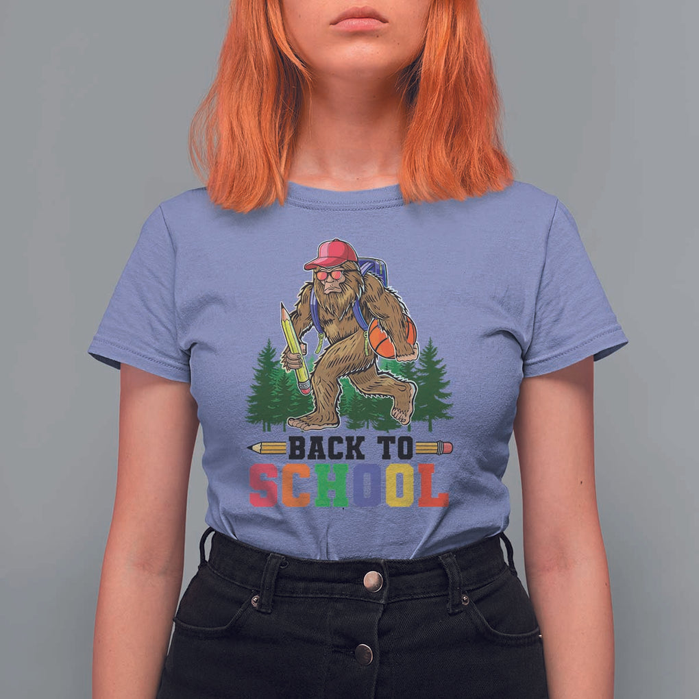 Funny Back To School Bigfoot T Shirt For Women Backpack Pencil Basketball TS11 Violet Print Your Wear