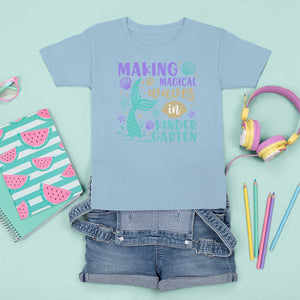 Making Magical Waves In Kindergarten T Shirt For Kid Mythical Mermaid Seashell Starfish TS11 Light Blue Print Your Wear
