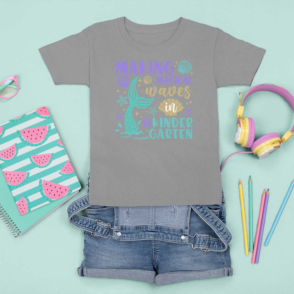 Making Magical Waves In Kindergarten T Shirt For Kid Mythical Mermaid Seashell Starfish TS11 Sport Gray Print Your Wear