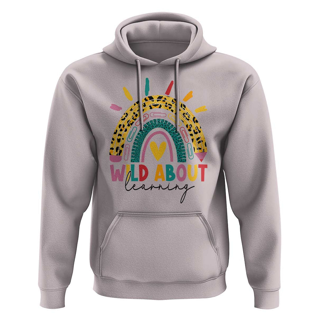 Back To School Hoodie Wild About Learning Leopard Rainbow TS11 Ice Gray Print Your Wear