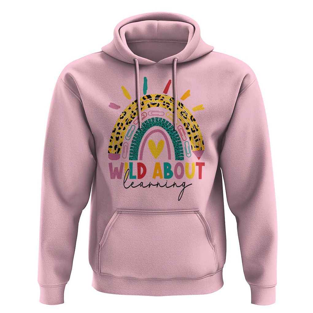 Back To School Hoodie Wild About Learning Leopard Rainbow TS11 Light Pink Print Your Wear