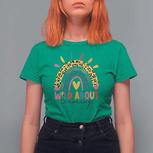 Back To School T Shirt For Women Wild About Learning Leopard Rainbow TS11 Irish Green Print Your Wear