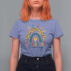 Back To School T Shirt For Women Wild About Learning Leopard Rainbow TS11 Violet Print Your Wear