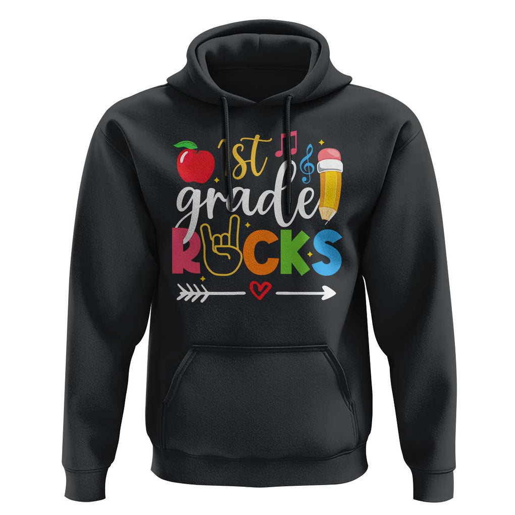 First Grade Rocks Hoodie Back To School Pencil TS11 Black Print Your Wear