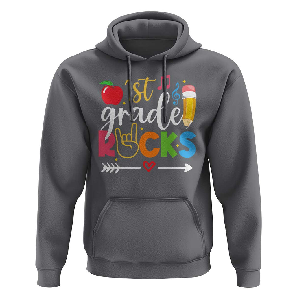 First Grade Rocks Hoodie Back To School Pencil TS11 Charcoal Print Your Wear