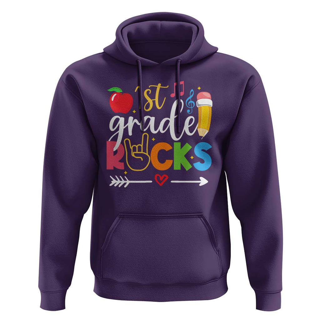 First Grade Rocks Hoodie Back To School Pencil TS11 Purple Print Your Wear