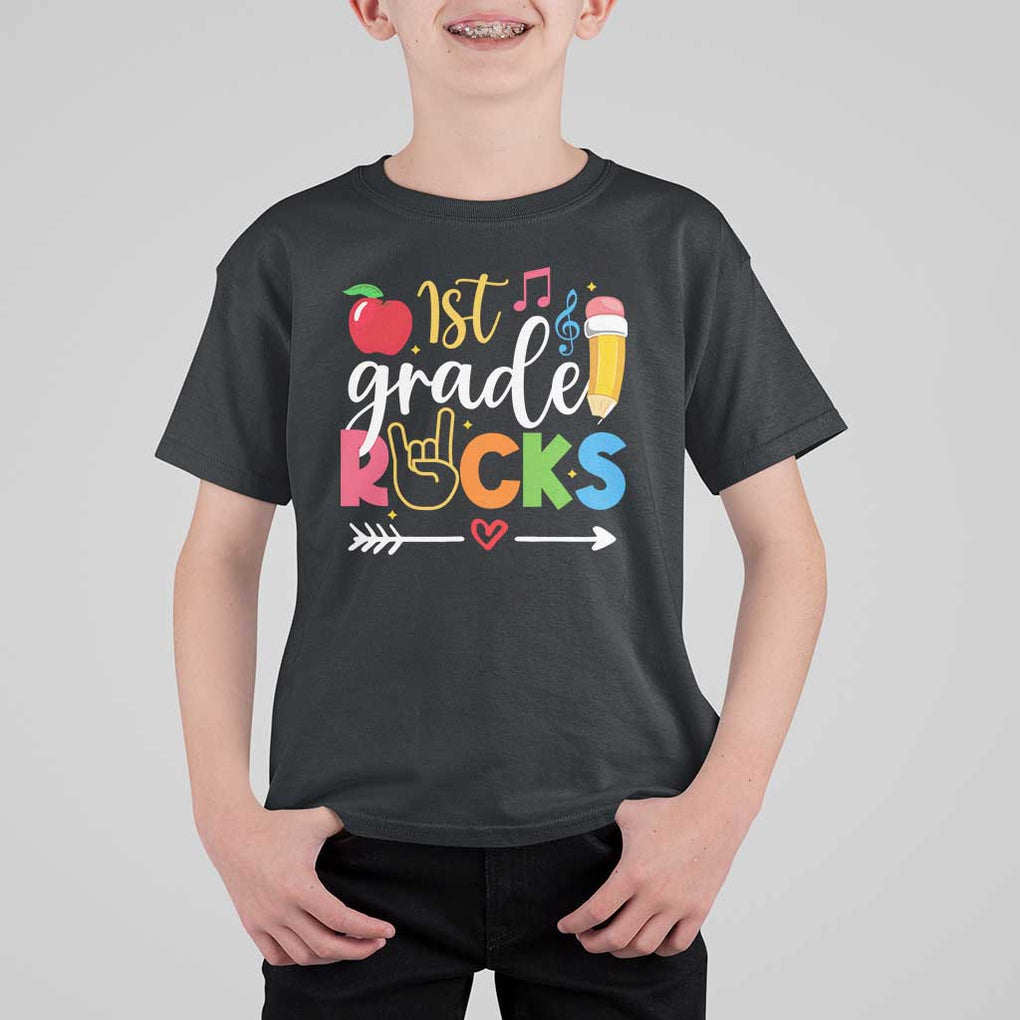 First Grade Rocks T Shirt For Kid Back To School Pencil TS11 Black Print Your Wear
