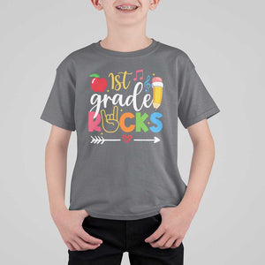 First Grade Rocks T Shirt For Kid Back To School Pencil TS11 Charcoal Print Your Wear