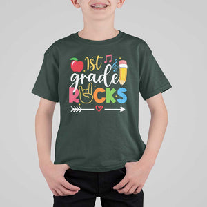 First Grade Rocks T Shirt For Kid Back To School Pencil TS11 Dark Forest Green Print Your Wear