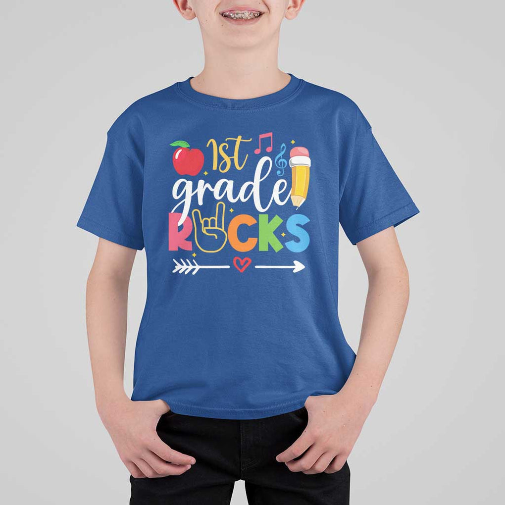 First Grade Rocks T Shirt For Kid Back To School Pencil TS11 Royal Blue Print Your Wear